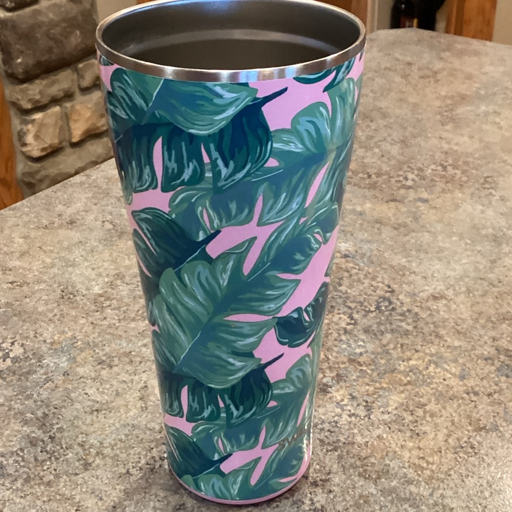Tropical Leaf Print Tumbler